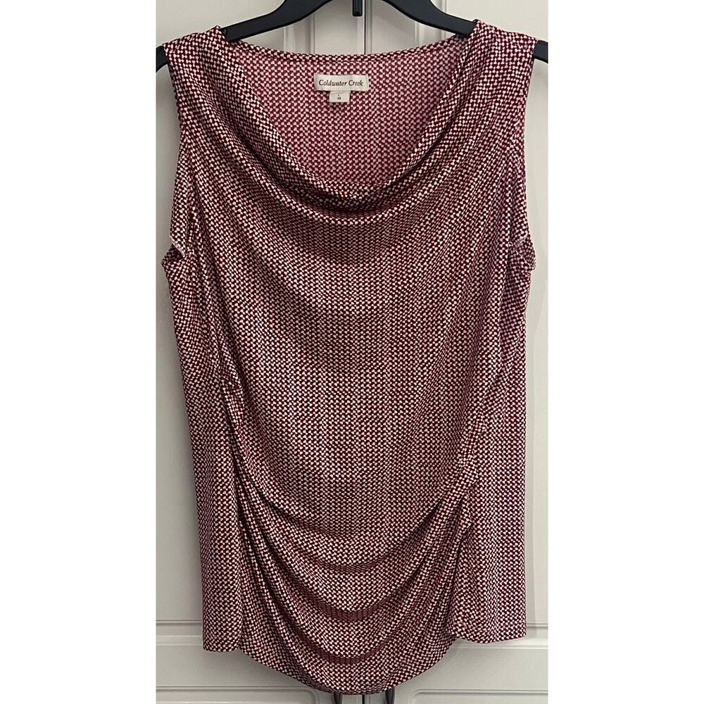 Coldwater Creek Red/White Houndstooth Print Sleeveless Top Size L (14)